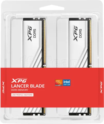 Photo de Kit Barrettes mémoire 32Go (2x16Go) DIMM DDR5 Adata XPG Lancer Blade  5600MHz (Blanc)