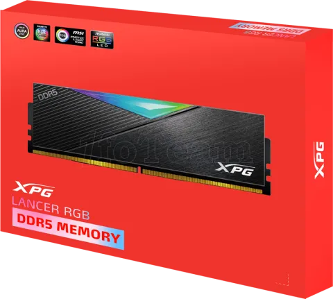 Photo de Kit Barrettes mémoire 32Go (2x16Go) DIMM DDR5 Adata XPG Lancer RGB  5200MHz (Noir)