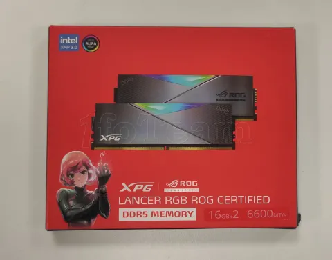 Photo de Kit Barrettes mémoire 32Go (2x16Go) DIMM DDR5 Adata XPG Lancer Rog Certified RGB 6600MHz (Argent) - SN 1O0100545387/35 - ID 203959