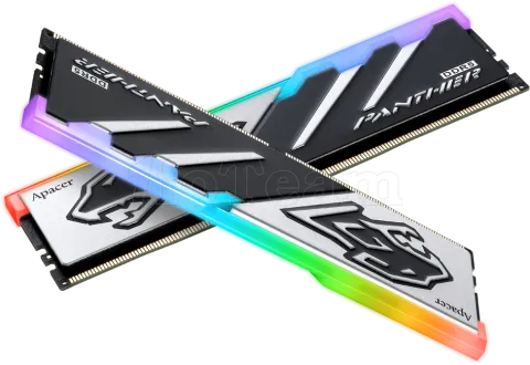 Photo de Kit Barrettes mémoire 32Go (2x16Go) DIMM DDR5 Apacer Panther RGB 5600MHz (Noir/Argent)