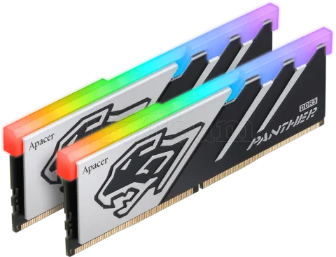 Photo de Kit Barrettes mémoire 32Go (2x16Go) DIMM DDR5 Apacer Panther RGB 6000MHz (Noir/Argent)