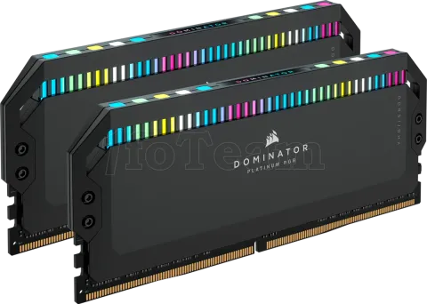 Photo de Kit Barrettes mémoire 32Go (2x16Go) DIMM DDR5 Corsair Dominator Platinum RGB  5200MHz (Noir) CL38