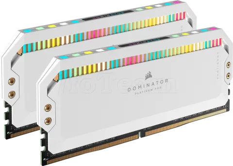 Photo de Kit Barrettes mémoire 32Go (2x16Go) DIMM DDR5 Corsair Dominator Platinum RGB  5600MHz (Blanc)