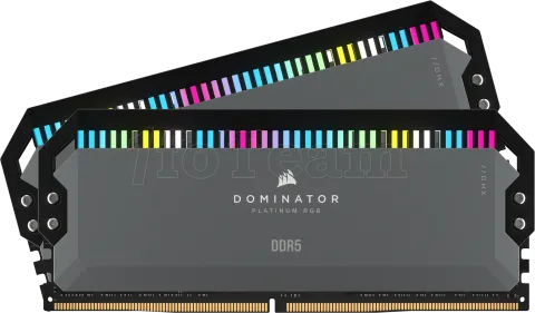Photo de Kit Barrettes mémoire 32Go (2x16Go) DIMM DDR5 Corsair Dominator Platinum RGB 6000MHz AMD Expo (Gris)