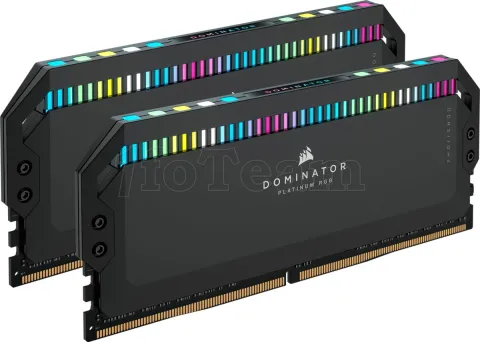 Photo de Kit Barrettes mémoire 32Go (2x16Go) DIMM DDR5 Corsair Dominator Platinum RGB  6200MHz (Noir)