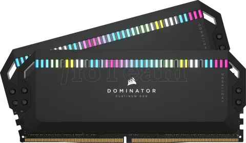Photo de Kit Barrettes mémoire 32Go (2x16Go) DIMM DDR5 Corsair Dominator Platinum RGB  6200MHz (Noir)