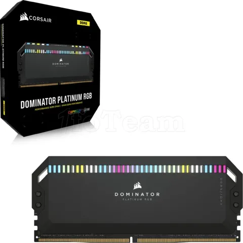 Photo de Kit Barrettes mémoire 32Go (2x16Go) DIMM DDR5 Corsair Dominator Platinum RGB  6200MHz (Noir)