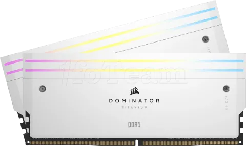 Photo de Kit Barrettes mémoire 32Go (2x16Go) DIMM DDR5 Corsair Dominator Titanium RGB  6400MHz (Blanc)