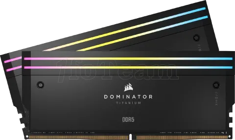 Photo de Kit Barrettes mémoire 32Go (2x16Go) DIMM DDR5 Corsair Dominator Titanium RGB 6400MHz (Noir)