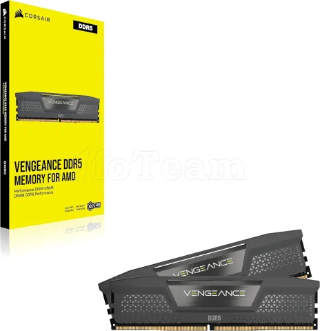 Photo de Kit Barrettes mémoire 32Go (2x16Go) DIMM DDR5 Corsair Vengeance 6000MHz CL2 (Noir)