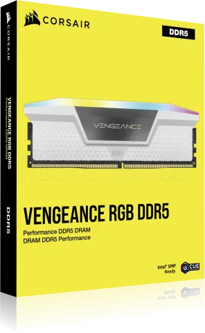 Photo de Kit Barrettes mémoire 32Go (2x16Go) DIMM DDR5 Corsair Vengeance RGB  5200MHz (Blanc) CL40