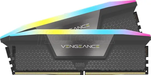 Photo de Kit Barrettes mémoire 32Go (2x16Go) DIMM DDR5 Corsair Vengeance RGB  5200MHz CL40 AMD Expo (Noir)