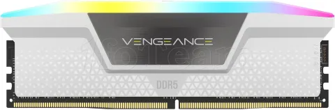 Photo de Kit Barrettes mémoire 32Go (2x16Go) DIMM DDR5 Corsair Vengeance RGB 5600MHz CL36 (Blanc)