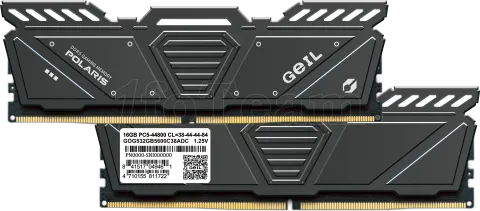Photo de Kit Barrettes mémoire 32Go (2x16Go) DIMM DDR5 GeIL Polaris 5200Mhz (Noir)