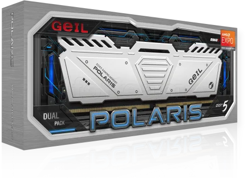 Photo de Kit Barrettes mémoire 32Go (2x16Go) DIMM DDR5 GeIL Polaris 5200Mhz (Noir)