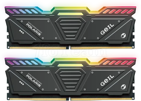 Photo de Kit Barrettes mémoire 32Go (2x16Go) DIMM DDR5 GeIL Polaris RGB 5200Mhz AMD Expo (Noir)