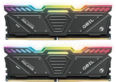 Photo de Kit Barrettes mémoire 32Go (2x16Go) DIMM DDR5 GeIL Polaris RGB 6000Mhz AMD Expo (Noir)