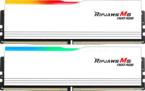 Photo de Kit Barrettes mémoire 32Go (2x16Go) DIMM DDR5 G.Skill Ripjaws M5 Neo RGB 6000MHz (Blanc)