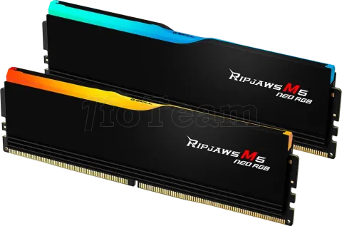 Photo de Kit Barrettes mémoire 32Go (2x16Go) DIMM DDR5 G.Skill Ripjaws M5 Neo RGB 6000MHz (Noir)