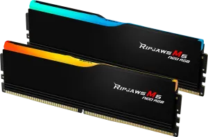 Photo de Kit Barrettes mémoire 32Go (2x16Go) DIMM DDR5 G.Skill Ripjaws M5 Neo RGB 6000MHz (Noir)