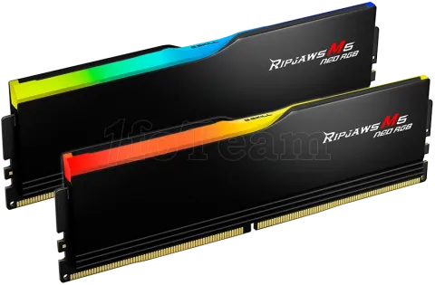 Photo de Kit Barrettes mémoire 32Go (2x16Go) DIMM DDR5 G.Skill Ripjaws M5 Neo RGB 6000MHz (Noir)