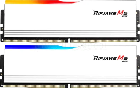 Photo de Kit Barrettes mémoire 32Go (2x16Go) DIMM DDR5 G.Skill Ripjaws M5 RGB 5200MHz (Blanc)
