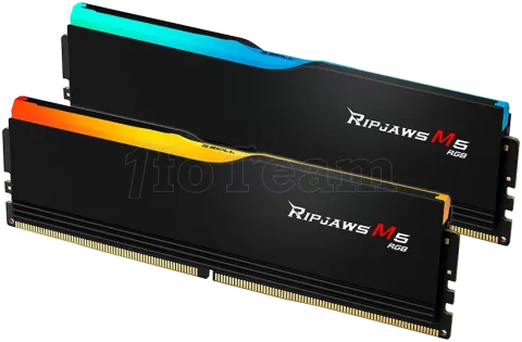 Photo de Kit Barrettes mémoire 32Go (2x16Go) DIMM DDR5 G.Skill Ripjaws M5 RGB 5200MHz (Noir)