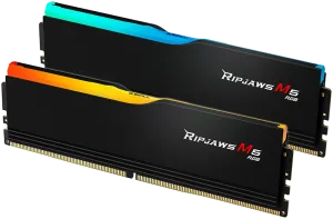 Photo de Kit Barrettes mémoire 32Go (2x16Go) DIMM DDR5 G.Skill Ripjaws M5 RGB 5200MHz (Noir)