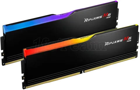 Photo de Kit Barrettes mémoire 32Go (2x16Go) DIMM DDR5 G.Skill Ripjaws M5 RGB 5200MHz (Noir)