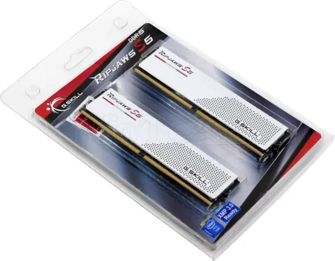 Photo de Kit Barrettes mémoire 32Go (2x16Go) DIMM DDR5 G.Skill Ripjaws S5 6000MHz (Blanc)