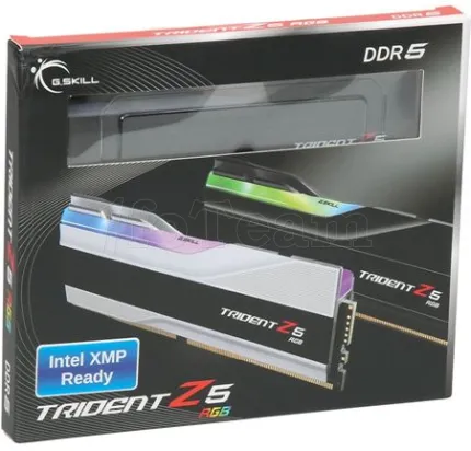 Photo de Kit Barrettes mémoire 32Go (2x16Go) DIMM DDR5 G.Skill Trident Z5 RGB 6800MHz (Argent)