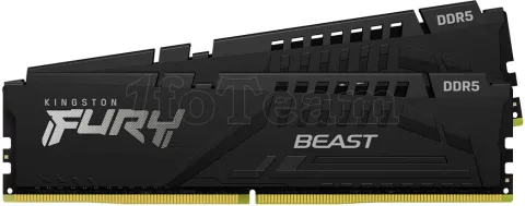 Photo de Kit Barrettes mémoire 32Go (2x16Go) DIMM DDR5 Kingston Fury Beast  4800MHz (Noir)