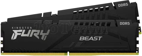 Photo de Kit Barrettes mémoire 32Go (2x16Go) DIMM DDR5 Kingston Fury Beast  5600MHz (Noir)