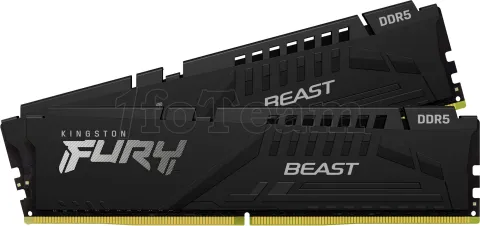 Photo de Kit Barrettes mémoire 32Go (2x16Go) DIMM DDR5 Kingston Fury Beast  6000MHz CL40 (Noir)