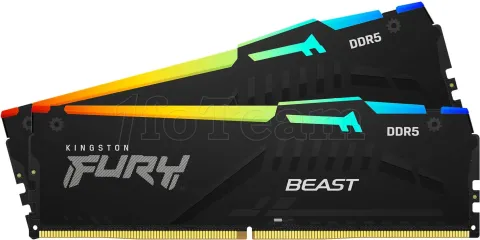 Photo de Kit Barrettes mémoire 32Go (2x16Go) DIMM DDR5 Kingston Fury Beast RGB  5600MHz (Noir)
