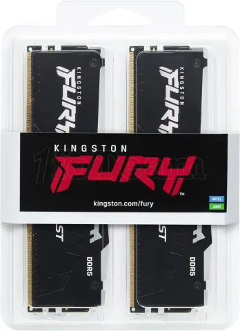 Photo de Kit Barrettes mémoire 32Go (2x16Go) DIMM DDR5 Kingston Fury Beast RGB  5600MHz (Noir)