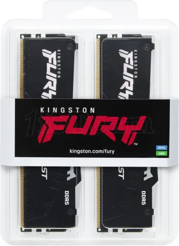Photo de Kit Barrettes mémoire 32Go (2x16Go) DIMM DDR5 Kingston Fury Beast RGB  6000MHz CL36 (Noir)