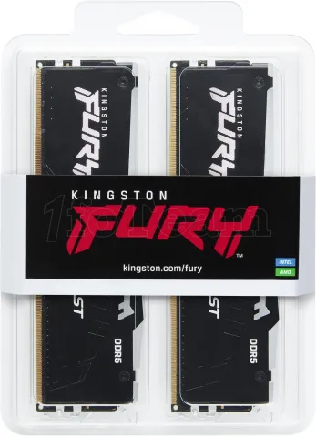 Photo de Kit Barrettes mémoire 32Go (2x16Go) DIMM DDR5 Kingston Fury Beast RGB 6000MHz (Noir)