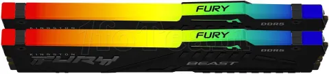 Photo de Kit Barrettes mémoire 32Go (2x16Go) DIMM DDR5 Kingston Fury Beast RGB 6000MHz (Noir)