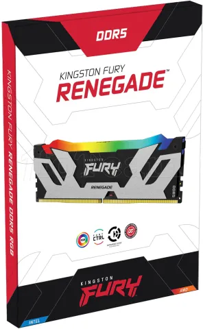 Photo de Kit Barrettes mémoire 32Go (2x16Go) DIMM DDR5 Kingston Fury Renegade RGB  6000MHz (Noir)