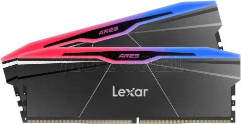 Photo de Kit Barrettes mémoire 32Go (2x16Go) DIMM DDR5 Lexar Ares 2nd Gen RGB 6000MHz CL30 (Noir)