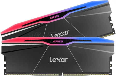 Photo de Kit Barrettes mémoire 32Go (2x16Go) DIMM DDR5 Lexar Ares 2nd Gen RGB 6000MHz (Noir)