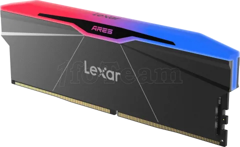 Photo de Kit Barrettes mémoire 32Go (2x16Go) DIMM DDR5 Lexar Ares 2nd Gen RGB 6400MHz C32 (Noir)