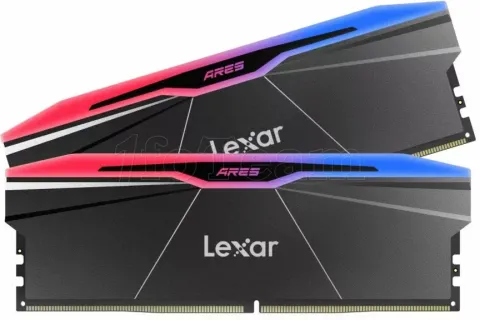 Photo de Kit Barrettes mémoire 32Go (2x16Go) DIMM DDR5 Lexar Ares 2nd Gen RGB 7600MHz (Noir)