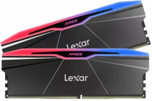 Photo de Kit Barrettes mémoire 32Go (2x16Go) DIMM DDR5 Lexar Ares 2nd Gen RGB 7600MHz (Noir)