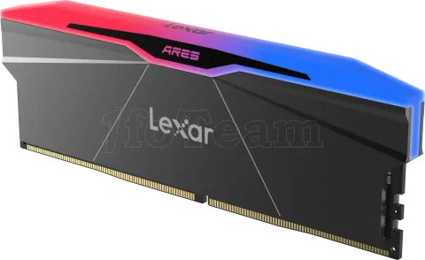 Photo de Kit Barrettes mémoire 32Go (2x16Go) DIMM DDR5 Lexar Ares 2nd Gen RGB 7600MHz (Noir)