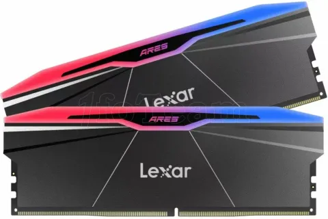 Photo de Kit Barrettes mémoire 32Go (2x16Go) DIMM DDR5 Lexar Ares 2nd Gen RGB 8000MHz (Noir)