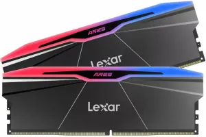 Photo de Kit Barrettes mémoire 32Go (2x16Go) DIMM DDR5 Lexar Ares 2nd Gen RGB 8000MHz (Noir)