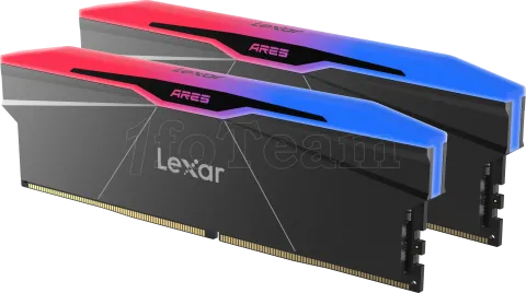 Photo de Kit Barrettes mémoire 32Go (2x16Go) DIMM DDR5 Lexar Ares 2nd Gen RGB 8000MHz (Noir)