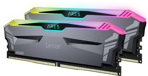 Photo de Kit Barrettes mémoire 32Go (2x16Go) DIMM DDR5 Lexar Ares RGB  6000MHz (Noir)